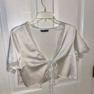 White tie silk top